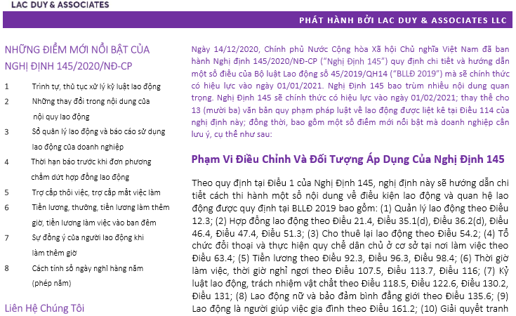 BẢn Tin PhÁp LuẬt ThÁng 012021 Lac Duy Associates Law Firm 