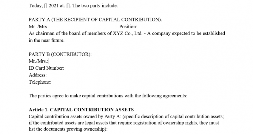 capital contribution contract